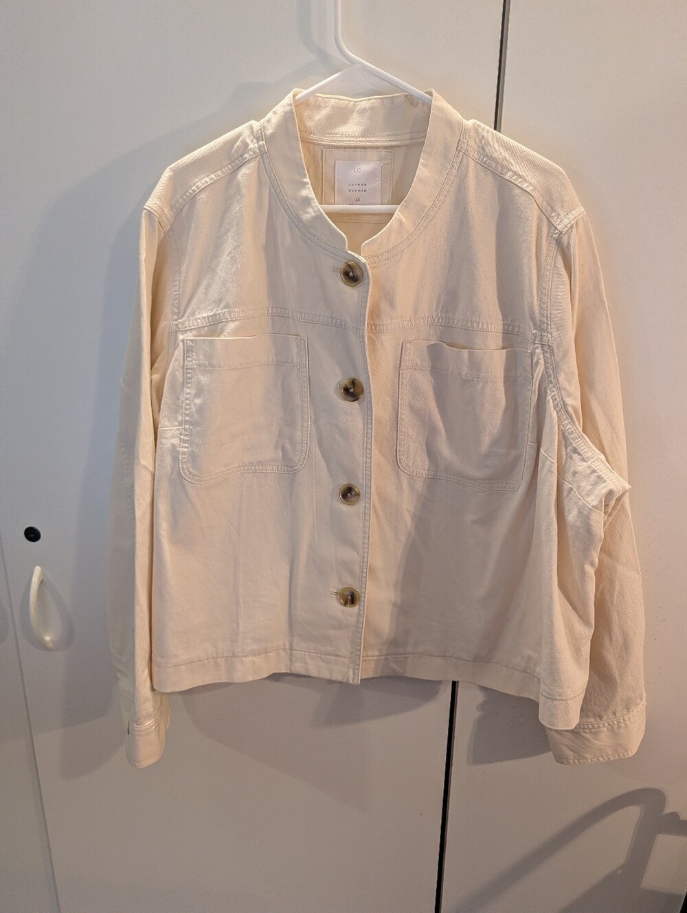 LC Lauren Conrad Woman's 3XCream Collarless Utility Jacket